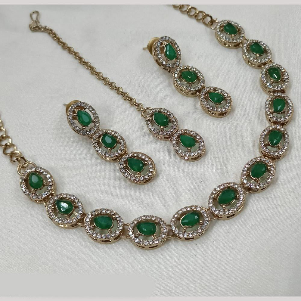 NAFJ Gold Plated Crystal And Austrian Stone Necklace Set