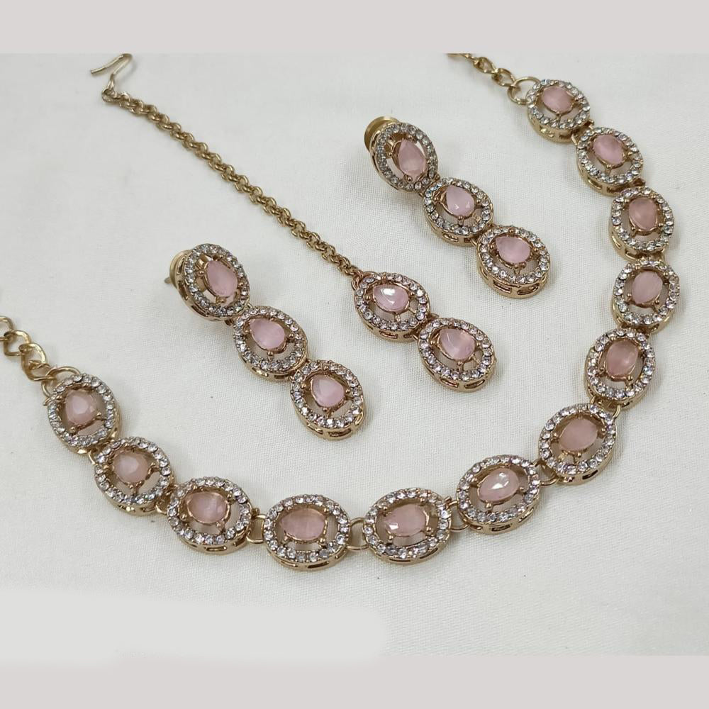 NAFJ Gold Plated Crystal And Austrian Stone Necklace Set