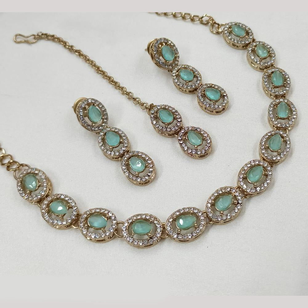 NAFJ Gold Plated Crystal And Austrian Stone Necklace Set