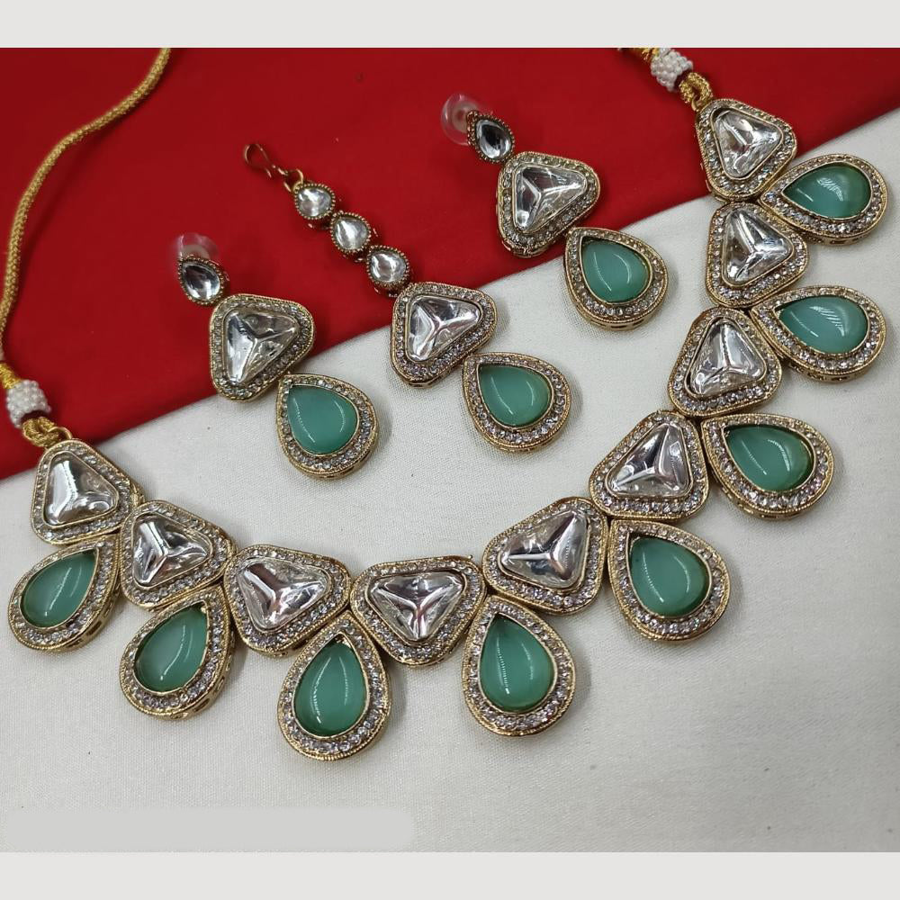 NAFJ Gold Plated Kundan And Austrian Stone Necklace Set