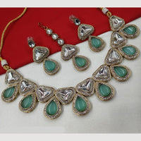 NAFJ Gold Plated Kundan And Austrian Stone Necklace Set