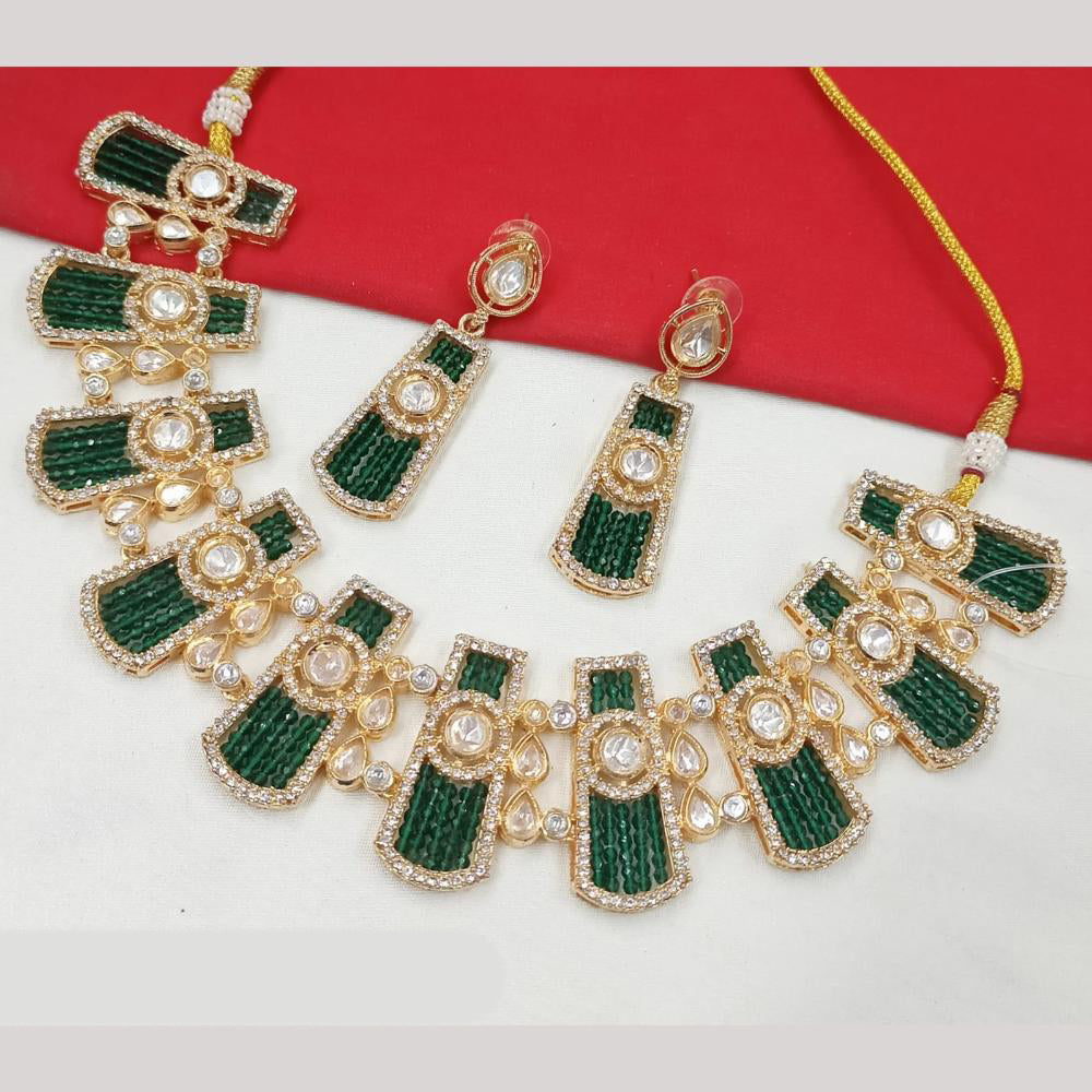 NAFJ Gold Plated Crystal And Austrian Beads Necklace Set