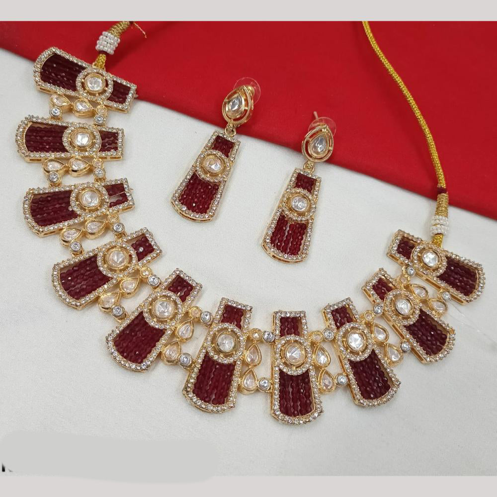 NAFJ Gold Plated Crystal And Austrian Beads Necklace Set