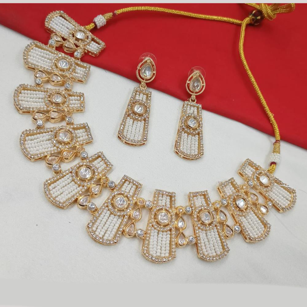 NAFJ Gold Plated Crystal And Austrian Beads Necklace Set
