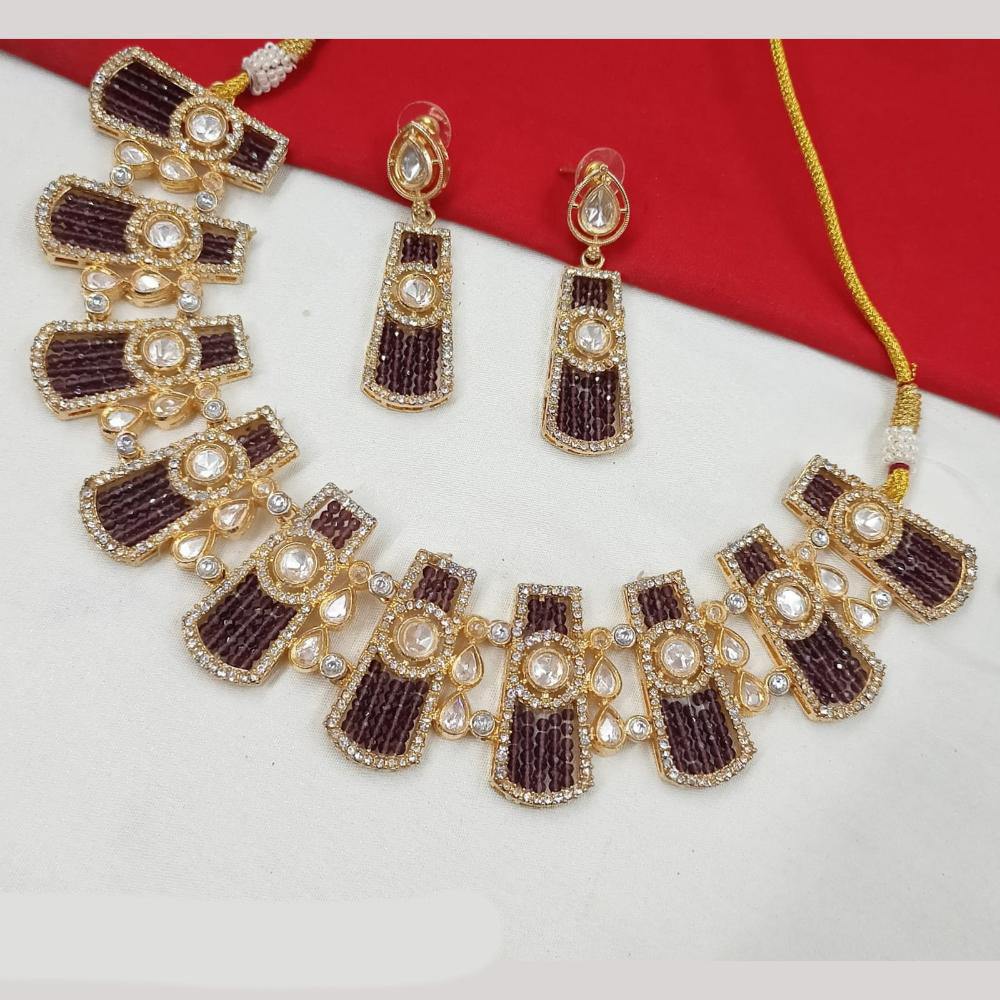 NAFJ Gold Plated Crystal And Austrian Beads Necklace Set