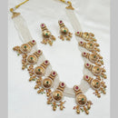 NAFJ Gold Plated Pota Stone And Pearl Necklace Set