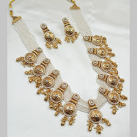 NAFJ Gold Plated Pota Stone And Pearl Necklace Set