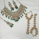 NAFJ Gold Plated Kundan Pearl And Beads Necklace Set 