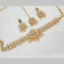 NAFJ Gold Plated Kundan And Pearl Choker Necklace Set