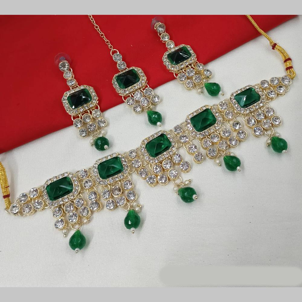 NAFJ Gold Plated Crystal And Austrian Pearl Choker Necklace Set