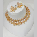 NAFJ Gold Plated Crystal And Pearl Choker Necklace Set