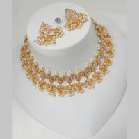NAFJ Gold Plated Crystal And Pearl Choker Necklace Set