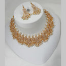 NAFJ Gold Plated Crystal And Pearl Choker Necklace Set 