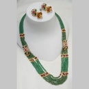 NAFJ Gold Plated Kundan And Peal Beads Long Necklace Set