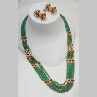 NAFJ Gold Plated Kundan And Peal Beads Long Necklace Set