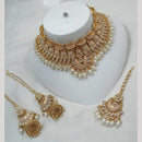 NAFJ Gold Plated Kundan And Pota Beads Meenakari Choker Necklace Set