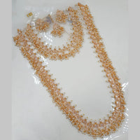 NAFJ Gold Plated Crystal And Pearl Double Necklace Set