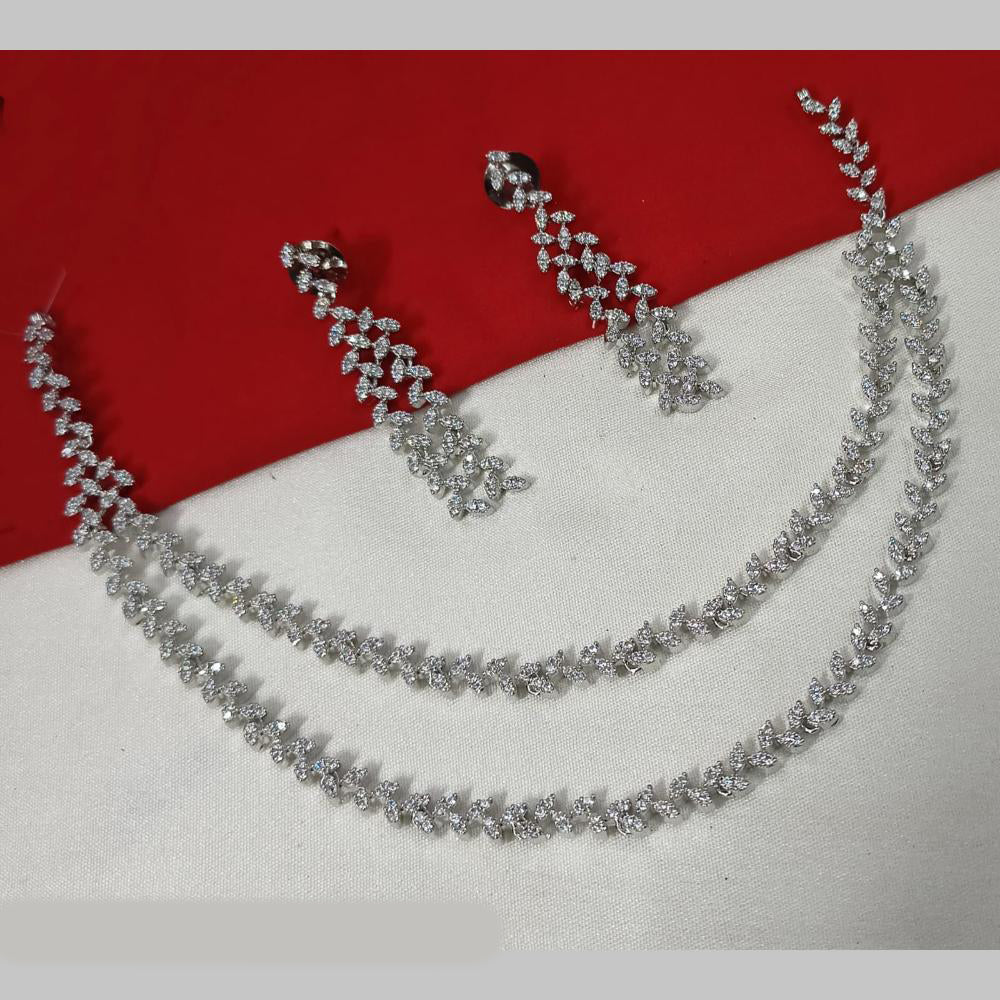 NAFJ Silver Plated Austrian Stone Necklace Set