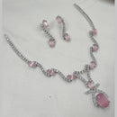 NAFJ Silver Plated American Diamond Necklace Set