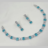 NAFJ Silver Plated American Diamond Necklace Set