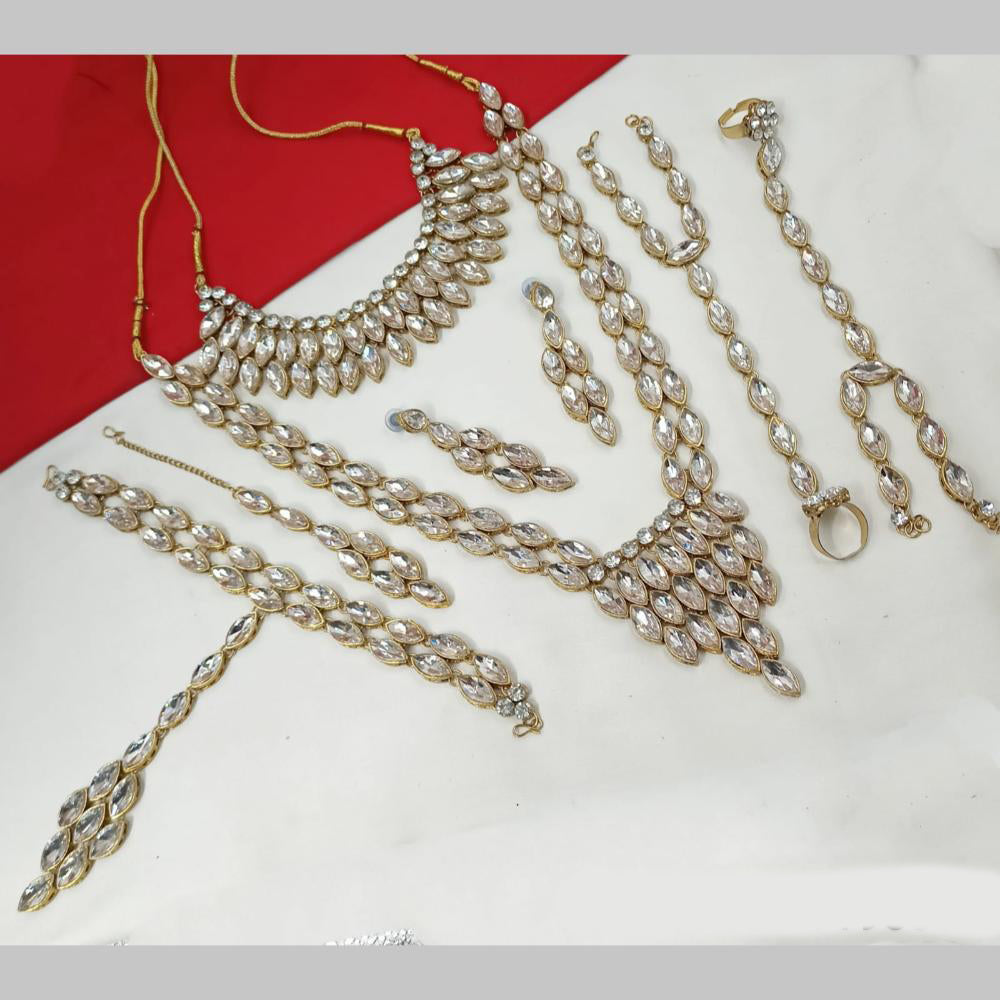NAFJ Gold Plated Crystal  Stone Bridal Set