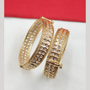 NAFJ Gold Plated Polki Kundan Stone Openable Bangles Set