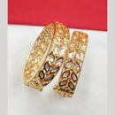 NAFJ Gold Plated Polki Kundan Stone Openable Bangles Set