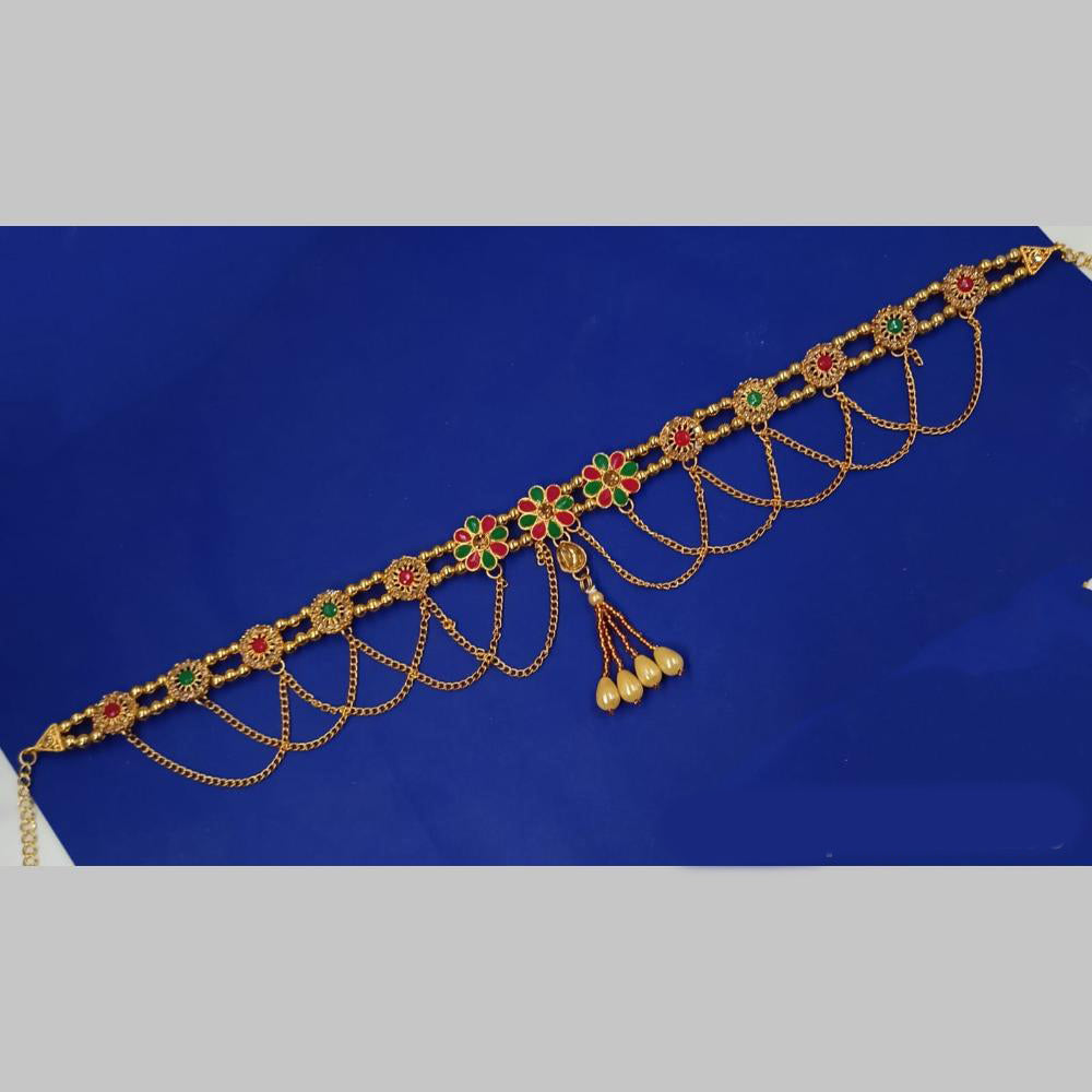 NAFJ Gold Plated Austrian Stone And Pearl Kamarbandh