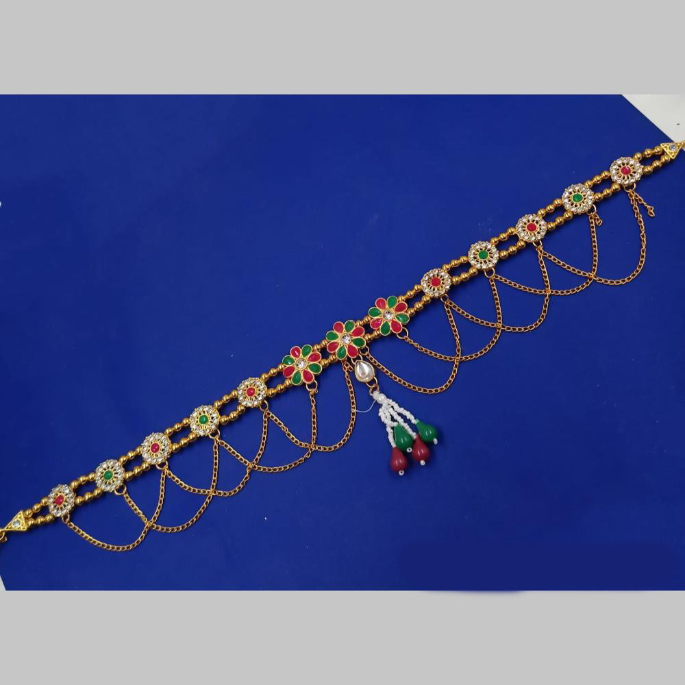 NAFJ Gold Plated Austrian Stone And Pearl Kamarbandh