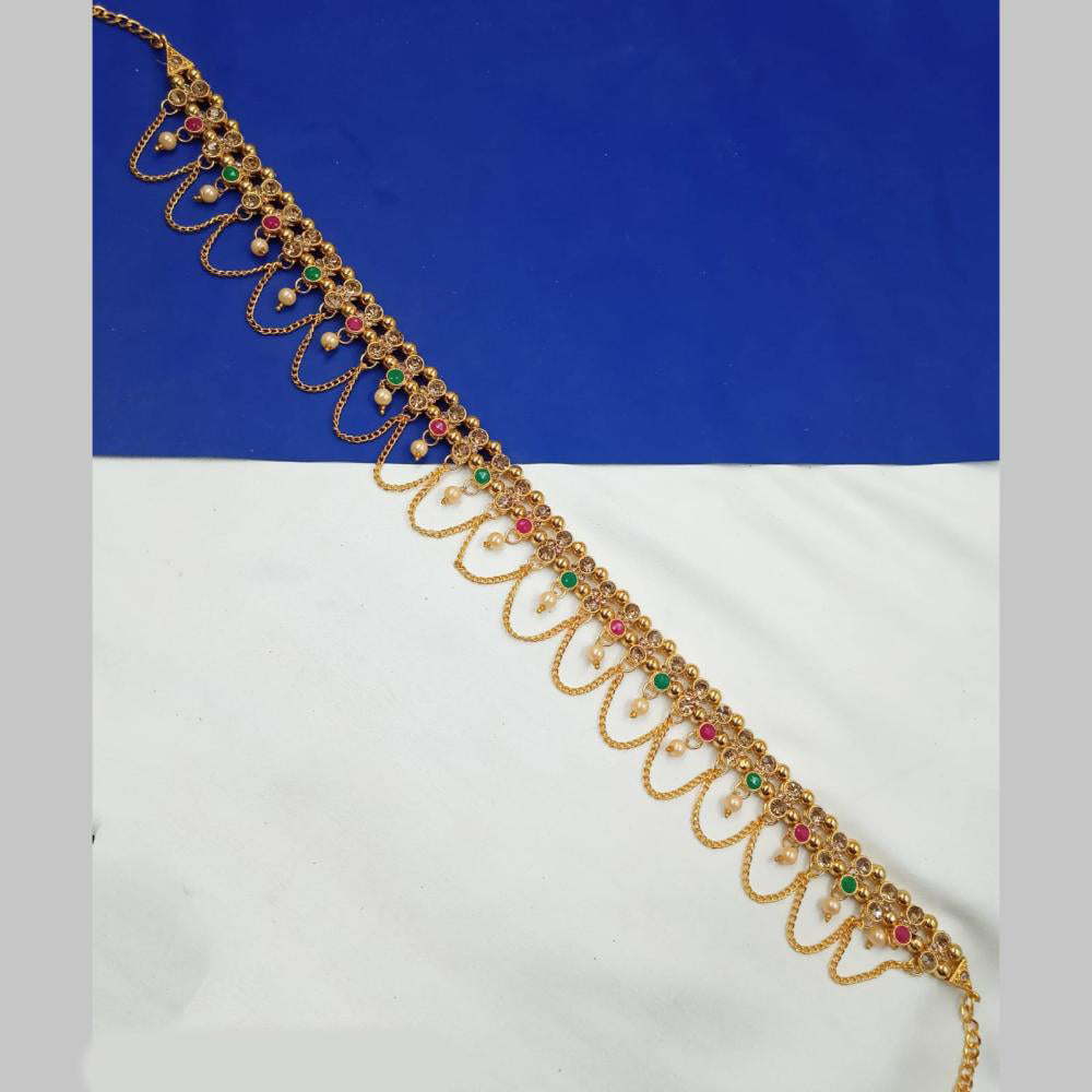 NAFJ Gold Plated Austrian Stone And Pearl Kamarbandh