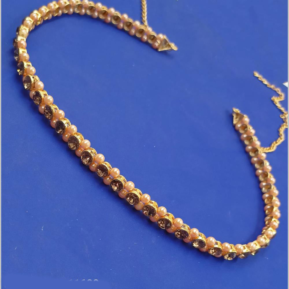 NAFJ Gold Plated Austrian Stone And Pearl Kamarbandh
