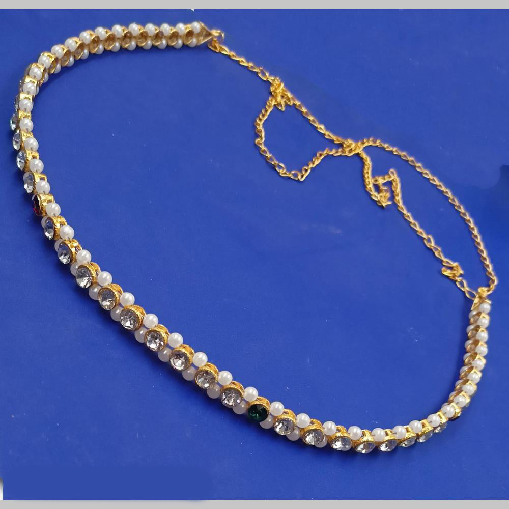 NAFJ Gold Plated Austrian Stone And Pearl Kamarbandh