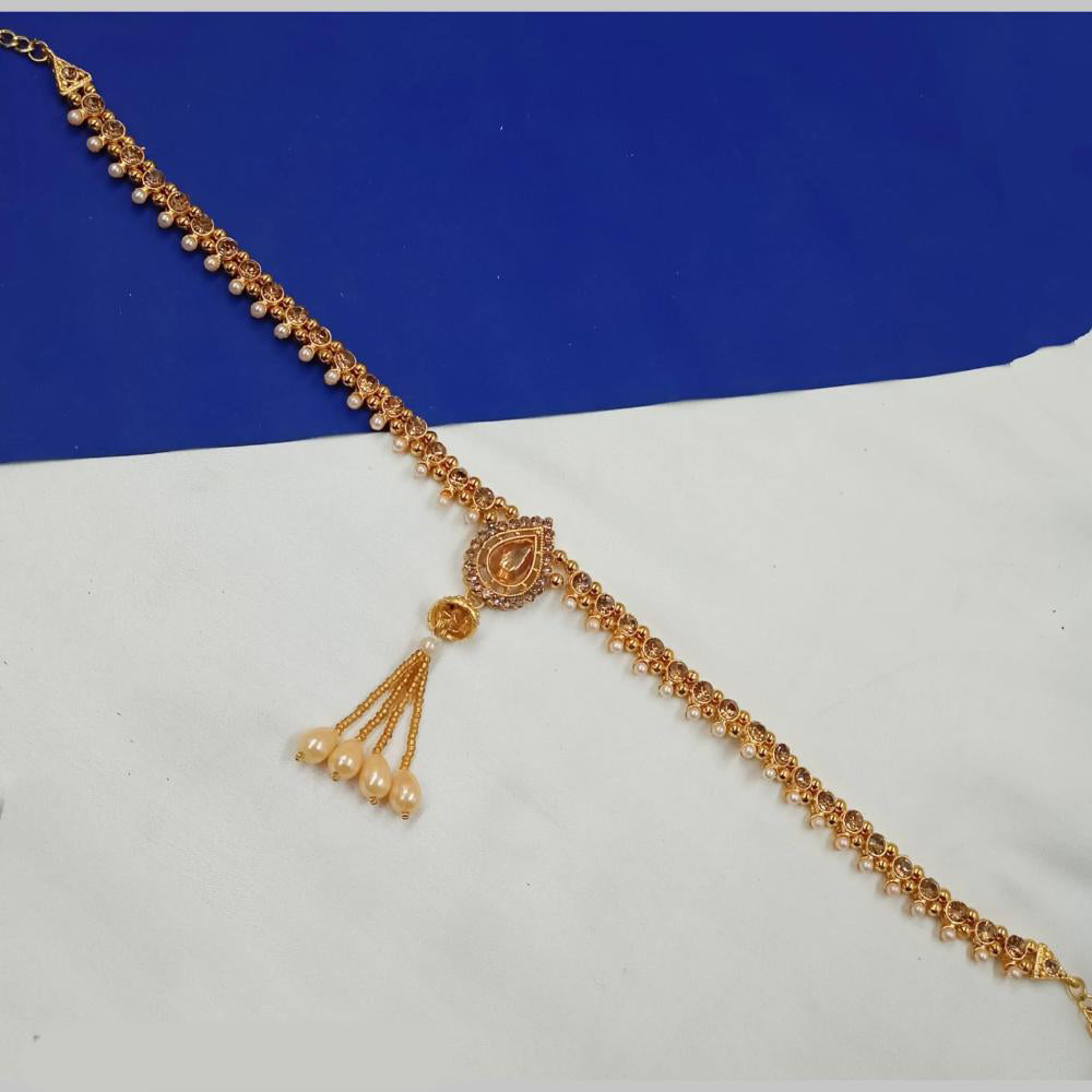 NAFJ Gold Plated Austrian Stone And Pearl Kamarbandh