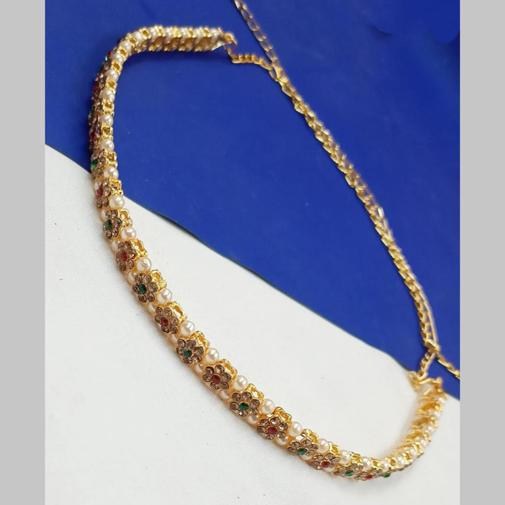 NAFJ Gold Plated Austrian Stone And Pearl Kamarbandh