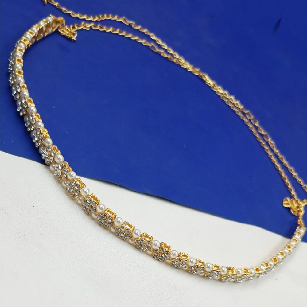 NAFJ Gold Plated Austrian Stone And Pearl Kamarbandh