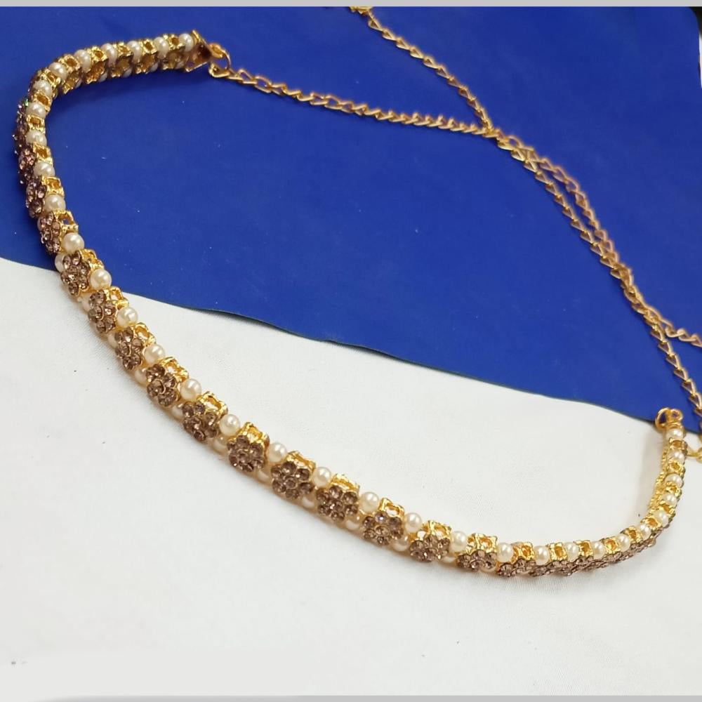 NAFJ Gold Plated Austrian Stone And Pearl Kamarbandh
