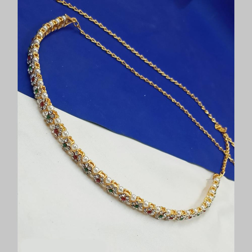 NAFJ Gold Plated Austrian Stone And Pearl Kamarbandh