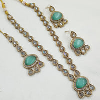 NAFJ Gold Plated Crystal Stone Long Necklace Set