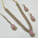NAFJ Gold Plated Crystal Stone Long Necklace Set