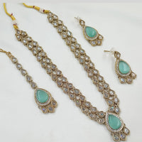NAFJ Gold Plated Crystal Stone Long Necklace Set
