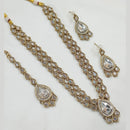 NAFJ Gold Plated Crystal Stone Long Necklace Set