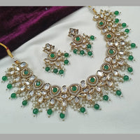 NAFJ Gold Plated Polki Kundan And Beads Necklace Set