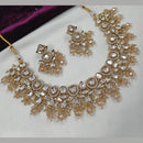 NAFJ Gold Plated Polki Kundan And Beads Necklace Set