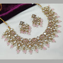 NAFJ Gold Plated Polki Kundan And Beads Necklace Set