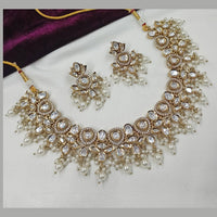 NAFJ Gold Plated Polki Kundan And Beads Necklace Set