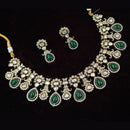 NAFJ Gold Plated Polki Kundan Necklace Set  