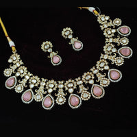 NAFJ Gold Plated Polki Kundan Necklace Set