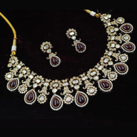 NAFJ Gold Plated Polki Kundan Necklace Set