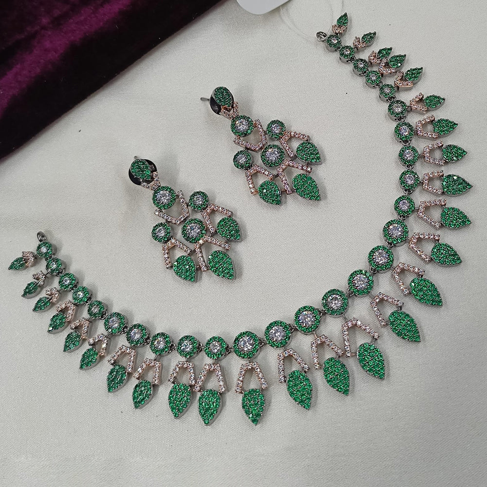 NAFJ 2 Tone Plated American Daimonds Necklace Set