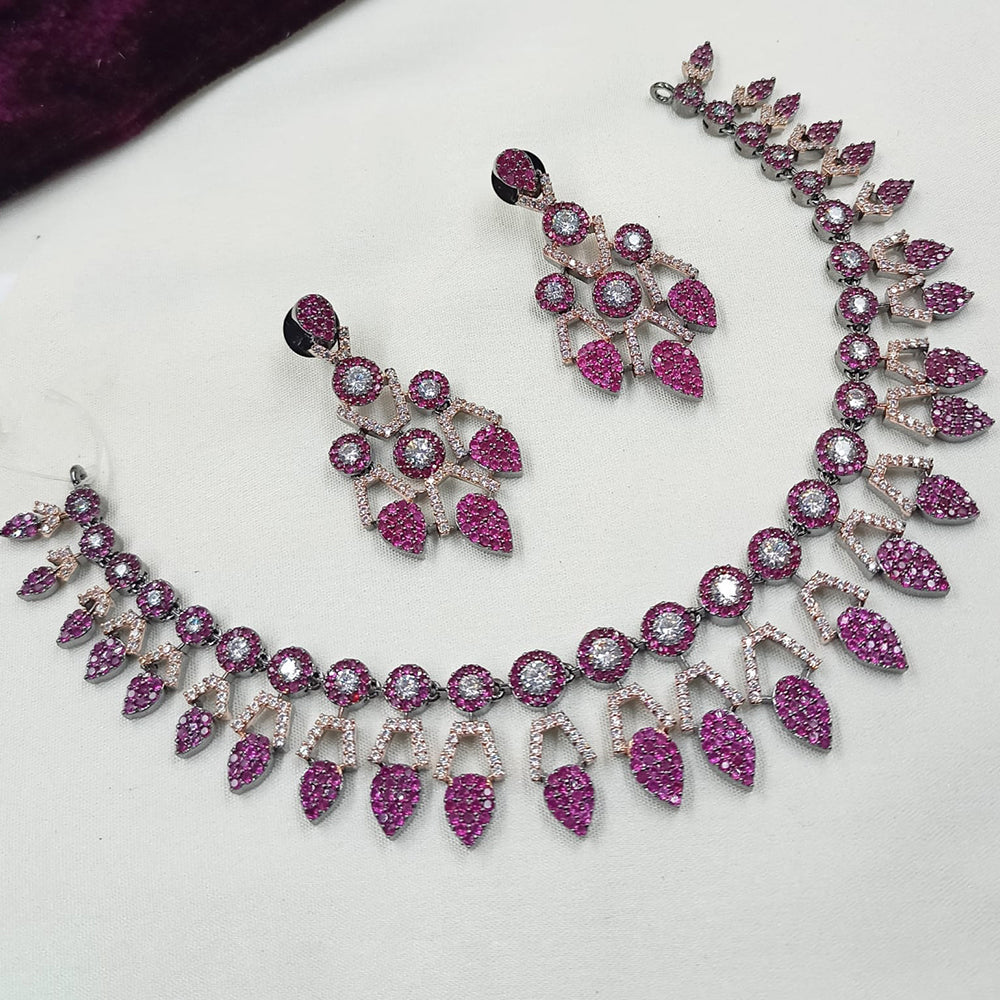 NAFJ 2 Tone Plated American Daimonds Necklace Set